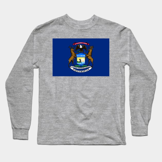 Flag of Michigan Long Sleeve T-Shirt by brigadeiro